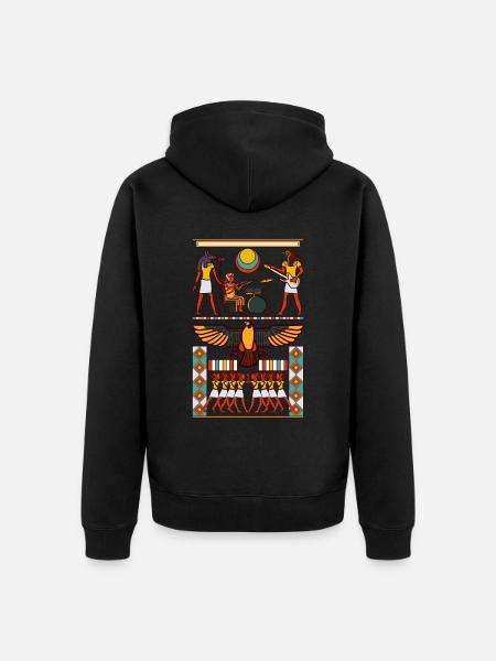 Egypt Hieroglyfer Pyramid Rock Musikk Gitar - Premium økologisk unisex-hettejakke - svart