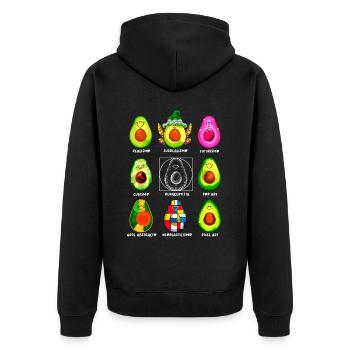Art History Kawaii Avocados - Unisex Premium Organic Zip Hoodie - black - Back - Nico (187cm)