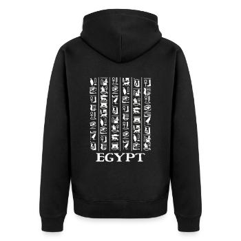 Hiéroglyphes Pyramides Egypte ancienne - Veste à capuche bio Premium Unisexe - noir - Dos - Nico (187cm)