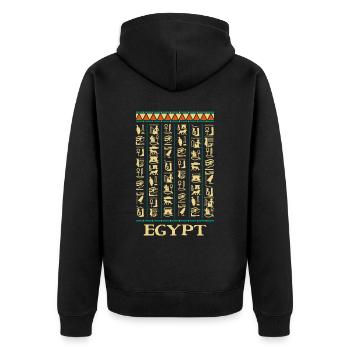 Hiéroglyphes Pyramides Egypte ancienne - Veste à capuche bio Premium Unisexe - noir - Dos - Nico (187cm)