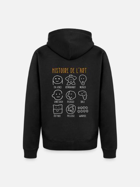History of Art Famous Classical Painters - Unisex Premium Organic Zip Hoodie - black