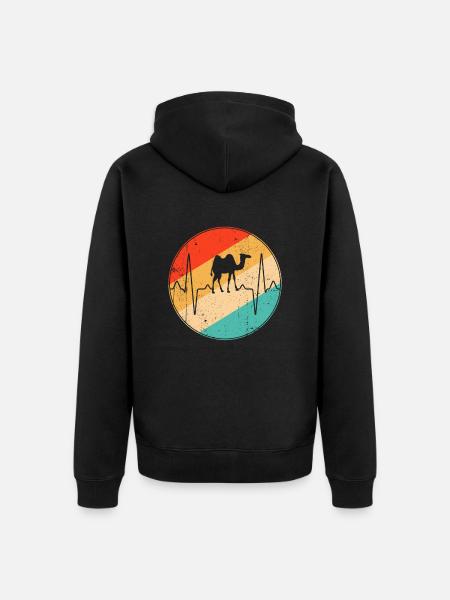Camel Retro Heartbeat - Unisex Premium Organic Zip Hoodie - black