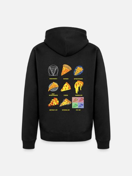 Historie af klassisk kunst sjov pizza - Premium økologisk unisex-hættejakke - sort
