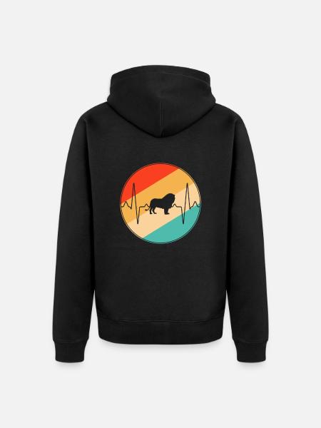 Leo Retro Heartbeat - Unisex Premium Organic Zip Hoodie - black