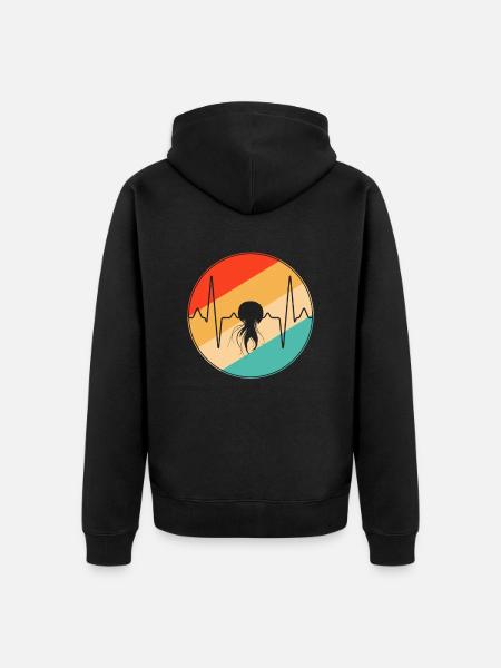 Jellyfish Retro Heartbeat - Unisex Premium Organic Zip Hoodie - black