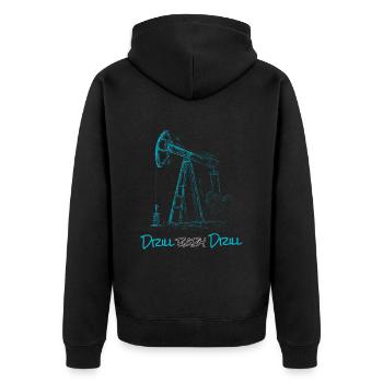 Drill Baby Drill Öl Bohren Bohrinsel - Unisex Premium Bio Zip Hoodie - Schwarz - Hinten - Nico (187cm)
