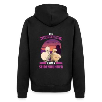 Die Coolsten Bauern Halten Seidenhühner - Unisex Premium Bio Zip Hoodie - Schwarz - Hinten - Nico (187cm)
