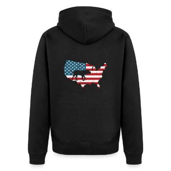 Bulldogge Amerika USA Haustier Hund Rasse - Unisex Premium Bio Zip Hoodie - Schwarz - Hinten - Nico (187cm)