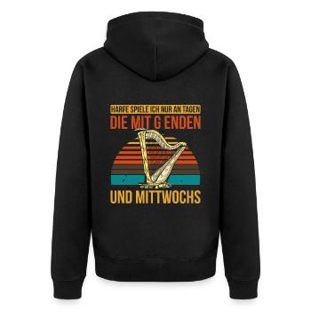 Harfe Spiele Ich Nur An Tage Die Mit G Enden Und M - Unisex Premium Bio Zip Hoodie - Schwarz - Hinten - Nico (187cm)