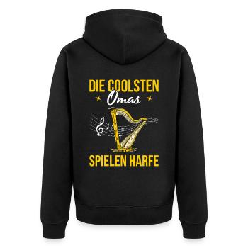 Die Coolsten Omas Spielen Harfe Geschenk - Unisex Premium Bio Zip Hoodie - Schwarz - Hinten - Nico (187cm)