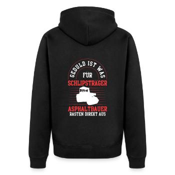 Asphaltbauer rasten direkt aus Asphaltierer - Unisex Premium Bio Zip Hoodie - Schwarz - Hinten - Nico (187cm)
