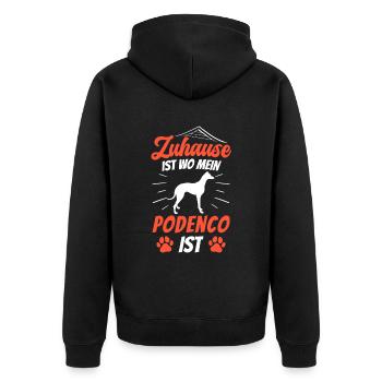 Podenco Zuhause ist spanischer Podenco - Unisex Premium Bio Zip Hoodie - Schwarz - Hinten - Nico (187cm)