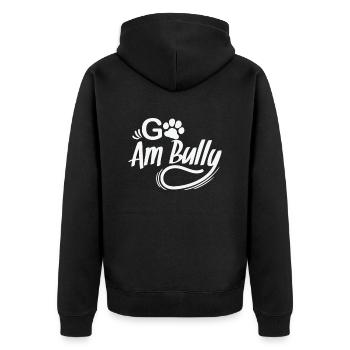 Go Am Bully Bulldog Pet Dog Breed - Unisex Premium Organic Zip Hoodie - black - Back - Nico (187cm)
