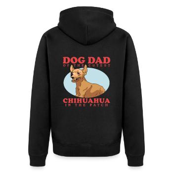 Chihuahua Dad | Hundebesitzer Hunde Geschenk - Unisex Premium Bio Zip Hoodie - Schwarz - Hinten - Nico (187cm)