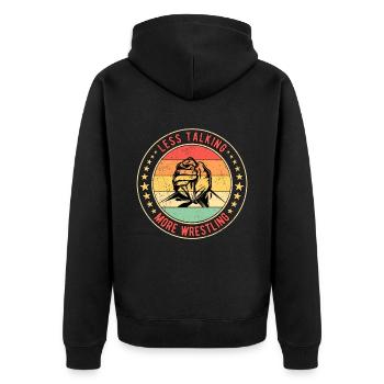 Armdrücken Less Talking More Wrestling - Unisex Premium Bio Zip Hoodie - Schwarz - Hinten - Nico (187cm)