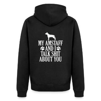 My Terrier and I talk Shit about you - Unisex Premium Organic Zip Hoodie - black - Back - Nico (187cm)