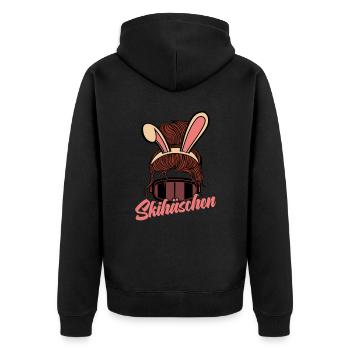 Skihäschen Apres Ski Skihase Kostüm - Unisex Premium Bio Zip Hoodie - Schwarz - Hinten - Nico (187cm)