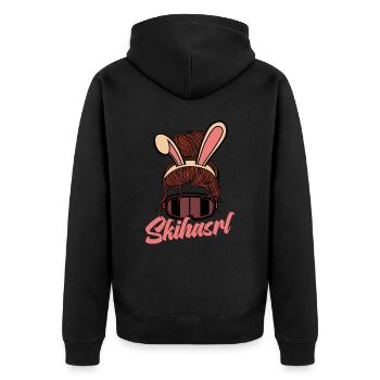 Skihasrl Apres Ski Skihase Kostüm - Unisex Premium Bio Zip Hoodie - Schwarz - Hinten - Nico (187cm)