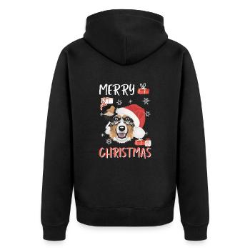 Australian Shepherd Merry Christmas - Unisex Premium Organic Zip Hoodie - black - Back - Nico (187cm)