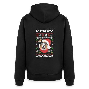 Australian Shepherd Merry Christmas - Unisex Premium Organic Zip Hoodie - black - Back - Nico (187cm)