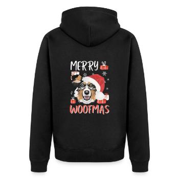 Australian Shepherd Merry Christmas - Unisex Premium Organic Zip Hoodie - black - Back - Nico (187cm)