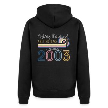 19 Year Old Girl Making The World Better Place - Unisex Premium Organic Zip Hoodie - black - Back - Nico (187cm)