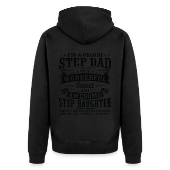 Stepdad Of Awesome Step Daughter Birthday Funny - Unisex Premium Organic Zip Hoodie - black - Back - Nico (187cm)