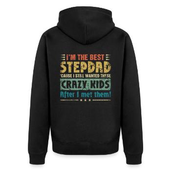 I'm The Best Step Dad Of Crazy Kids Father's Day - Unisex Premium Organic Zip Hoodie - black - Back - Nico (187cm)