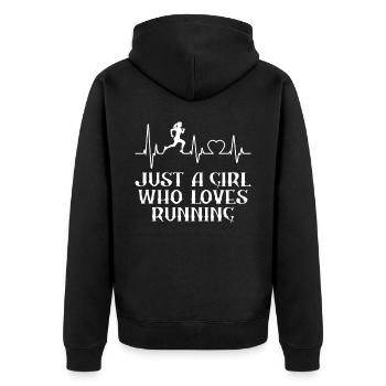 Coureuse de marathon Girl Heartbeat Just A Girl Who - Veste à capuche bio Premium Unisexe - noir - Dos - Nico (187cm)