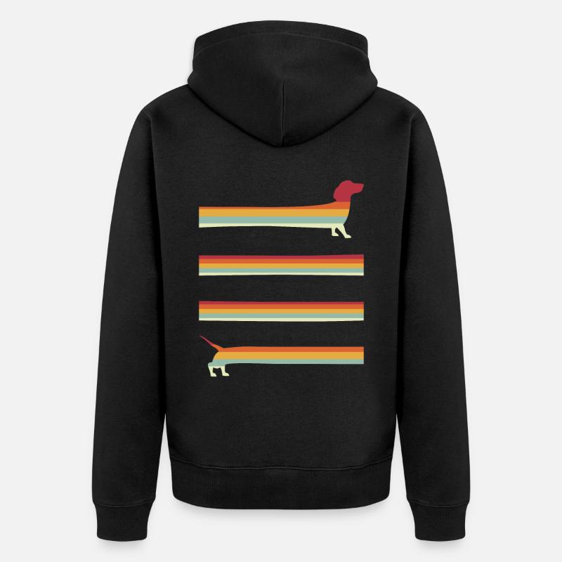 Long Wiener Dog Retro teckel - Veste à capuche bio Premium Unisexe - noir