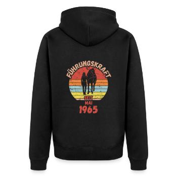 Führungskraft Reiten Geburtstag Mai 1965 - Unisex Premium Bio Zip Hoodie - Schwarz - Hinten - Nico (187cm)