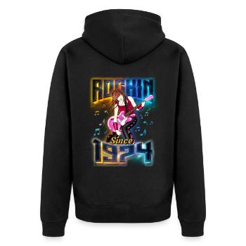 Rockin Since 1974 Rockmusik Fan 48. Geburtstag - Unisex Premium Bio Zip Hoodie - Schwarz - Hinten - Nico (187cm)