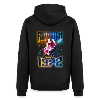 Rockin Since 1972 Rockmusik Fan 50. Geburtstag - Unisex Premium Bio Zip Hoodie - Schwarz - Hinten - Nico (187cm)