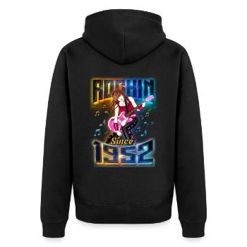 Rockin Since 1952 Rockmusik Fan 70. Geburtstag - Unisex Premium Bio Zip Hoodie - Schwarz - Hinten - Nico (187cm)