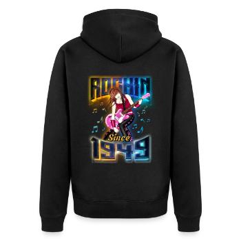 Rockin depuis 1949 Fan de musique rock 73e anniversaire - Veste à capuche bio Premium Unisexe - noir - Dos - Nico (187cm)