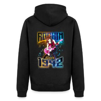 Rockin depuis 1942 Fan de musique rock 80e anniversaire - Veste à capuche bio Premium Unisexe - noir - Dos - Nico (187cm)