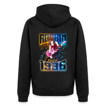 Rockin depuis 1936 Fan de musique rock 86e anniversaire - Veste à capuche bio Premium Unisexe - noir - Dos - Nico (187cm)