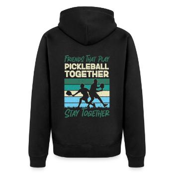 Pickleball Buddies Rétro Vintage - Veste à capuche bio Premium Unisexe - noir - Dos - Nico (187cm)