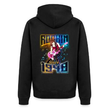 Rockin Since 1940 Rockmusik Fan 82. Geburtstag - Unisex Premium Bio Zip Hoodie - Schwarz - Hinten - Nico (187cm)