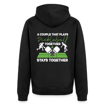 Pickleball Couple A Couple That - Unisex Premium Bio Zip Hoodie - Schwarz - Hinten - Nico (187cm)