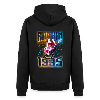 Rockin depuis 1935 Fan de musique rock 87e anniversaire - Veste à capuche bio Premium Unisexe - noir - Dos - Nico (187cm)