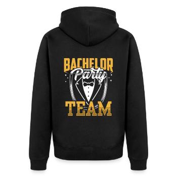 Junggesellenabschied Team Junggeselle Braut - Unisex Premium Bio Zip Hoodie - Schwarz - Hinten - Nico (187cm)