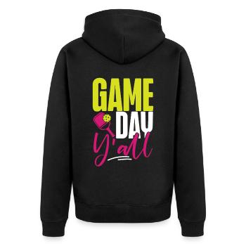 Pickleball Girl Ladies Game Day - Unisex Premium Bio Zip Hoodie - Schwarz - Hinten - Nico (187cm)