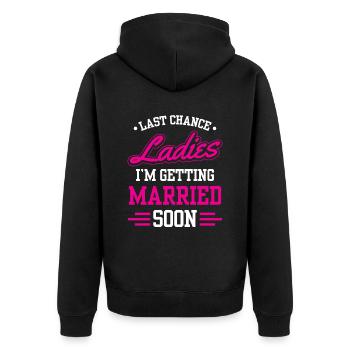 Letzte Chance Ladies Ich Werde Bald Heiraten Braut - Unisex Premium Bio Zip Hoodie - Schwarz - Hinten - Nico (187cm)