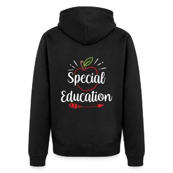 Sonderpädagogik Beruf Lehrer Sonderpädagoge - Unisex Premium Bio Zip Hoodie - Schwarz - Hinten - Nico (187cm)