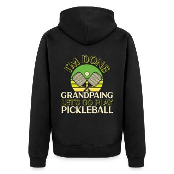 Pickleball Grandpa Retro I'm Done - Unisex Premium Organic Zip Hoodie - black - Back - Nico (187cm)