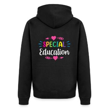 Sonderpädagogik Lehrer Sonderpädagoge Beruf - Unisex Premium Bio Zip Hoodie - Schwarz - Hinten - Nico (187cm)