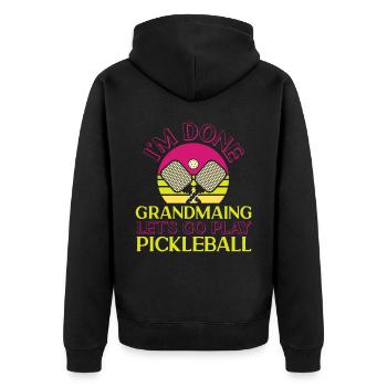 Pickleball Grandma Retro I'm Done - Unisex Premium Organic Zip Hoodie - black - Back - Nico (187cm)