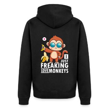 J’adore les singes et les bananes avec Sungla - Veste à capuche bio Premium Unisexe - noir - Dos - Nico (187cm)