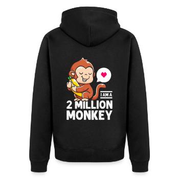 I'm a 2 million monkey banana warm heart - Unisex Premium Organic Zip Hoodie - black - Back - Nico (187cm)